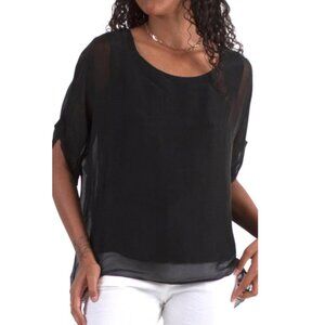 Short Sleeve Loose Edge Silk Blouse